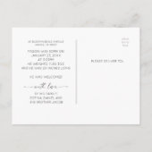 Script Welcome Baby Birth Announding Photo Briefkaart (Achterkant)