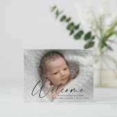 Script Welkom Baby Foto Geboorte Dank Je Briefkaart (Staand voorkant)