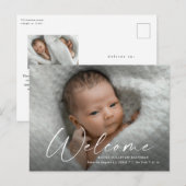 Script Welkom Baby Foto Geboorte Dank Je Briefkaart (Voorkant / Achterkant)