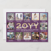 Script What a Year! 12 Photo Collage Purple & Gold Feestdagenkaart (Voorkant)