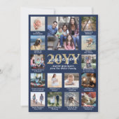 Script What a Year! 15 Foto Collage Marineblauw en Feestdagenkaart (Voorkant)