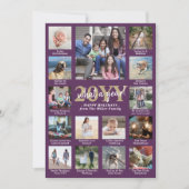 Script What a Year! 15 Photo Collage Purple & Gold Feestdagenkaart (Voorkant)