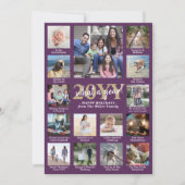 Script What a Year! 15 Photo Collage Purple & Gold Feestdagenkaart (Voorkant)