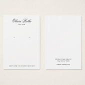  Script White Earring Display Kaart (Voorkant /achterkant)