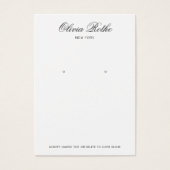  Script White Earring Display Kaart (Voorkant)