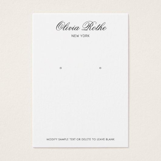Script White Earring Display Kaart (Voorkant)