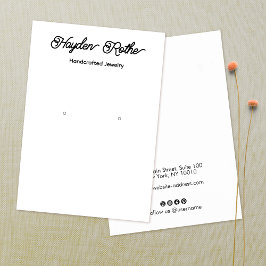  Script White Earring Display Visitekaartje