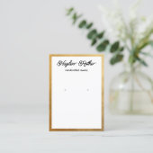 Script White en Gold Earring Jewelry Display Visitekaartje (Staand voorkant)