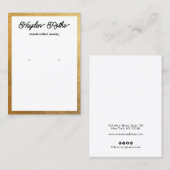 Script White en Gold Earring Jewelry Display Visitekaartje (Voorkant / Achterkant)