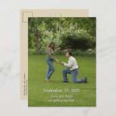 Script White Font De datum opslaan Aankondigingskaart (Voorkant / Achterkant)