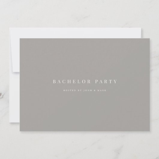 Script White & Grey Bachelor Party Invitation Kaar Kaart (Voorkant)