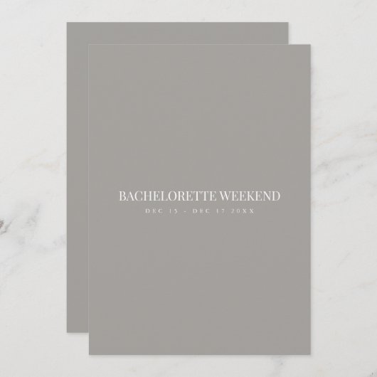 Script White & Grey Bachelorette Weekend Kaart (Voorkant / Achterkant)