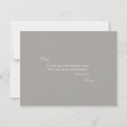 Script White & Grey Bridesmaid Proposal Kaart (Achterkant)