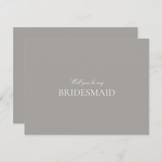 Script White & Grey Bridesmaid Proposal Kaart (Voorkant / Achterkant)