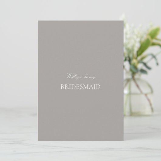 Script White & Grey Bridesmaid Proposal Kaart (Staand voorkant)