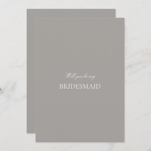 Script White & Grey Bridesmaid Proposal Kaart (Voorkant / Achterkant)
