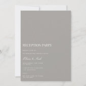 Script White & Grey Reception Invitation Kaart (Voorkant)