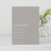 Script White & Grey Reception Invitation Kaart (Staand voorkant)