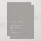 Script White & Grey Reception Invitation Kaart (Voorkant / Achterkant)
