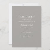 Script White & Grey Reception Invitation Kaart (Voorkant)