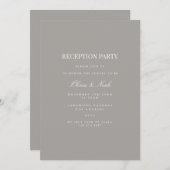 Script White & Grey Reception Invitation Kaart (Voorkant / Achterkant)