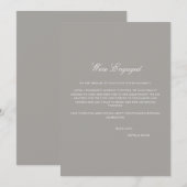 Script White & Grey Verloving Announcement Kaart (Voorkant / Achterkant)