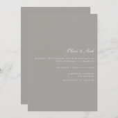 Script White & Grey Wedding Invitation Kaart (Voorkant / Achterkant)