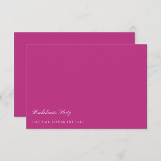 Script White & Magenta Bachelorette Party Kaart (Voorkant / Achterkant)