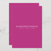 Script White & Magenta Bachelorette Weekend Kaart (Voorkant / Achterkant)