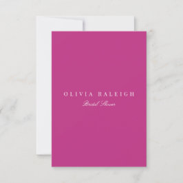 Script White & Magenta Bridal Shower Invitation Kaart