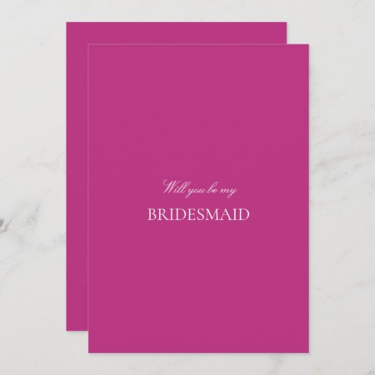 Script White & Magenta Bridesmaid Proposal Kaart (Voorkant / Achterkant)