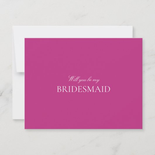 Script White & Magenta Bridesmaid Proposal Kaart (Voorkant)