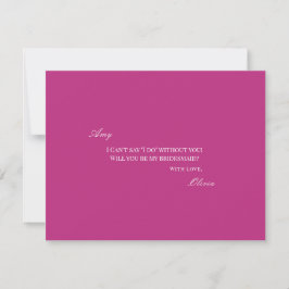 Script White & Magenta Bridesmaid Proposal Kaart