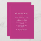 Script White & Magenta Receptie Uitnodiging Kaart (Voorkant / Achterkant)
