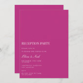 Script White & Magenta Receptie Uitnodiging Kaart (Voorkant / Achterkant)