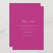 Script White & Magenta Wedding Invitation Kaart (Voorkant / Achterkant)