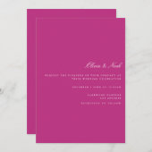 Script White & Magenta Wedding Invitation Kaart (Voorkant / Achterkant)