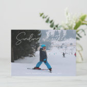 Script White Overlay Verzenden Love Photo Valentij Feestdagenkaart (Staand voorkant)