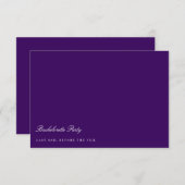 Script White & Paarse Bachelorette Party Kaart (Voorkant / Achterkant)