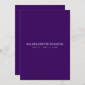 Script White & Paarse Bachelorette Weekend Kaart (Voorkant / Achterkant)