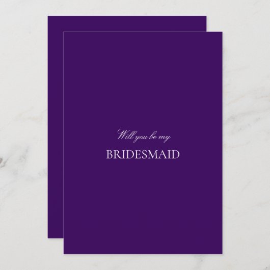 Script White & Paarse bruidsmeisje voorstel Kaart (Voorkant / Achterkant)