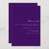 Script White & Paarse bruiloft uitnodiging Kaart (Voorkant / Achterkant)