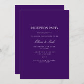 Script White & Paarse Receptie Uitnodiging Kaart (Voorkant / Achterkant)