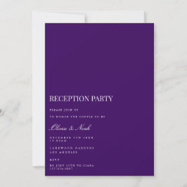 Script White & Paarse Receptie Uitnodiging Kaart