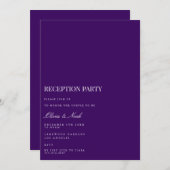 Script White & Paarse Receptie Uitnodiging Kaart (Voorkant / Achterkant)