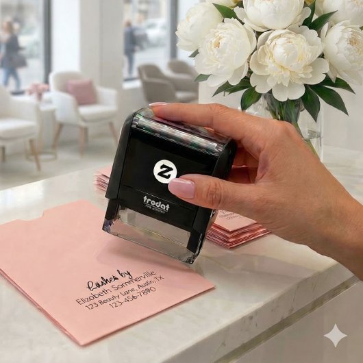 Script Wimper Tech Naam Retouradres Telefoon Zelfinktende Stempel