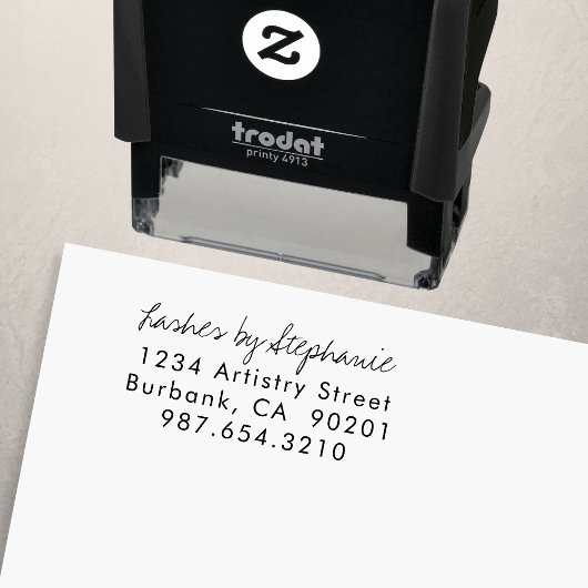 Script Wimpers Studio Naam Retouradres Telefoon Zelfinktende Stempel
