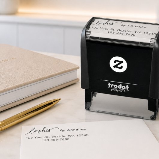 Script Wimpers Studio Naam Retouradres Telefoon Zelfinktende Stempel