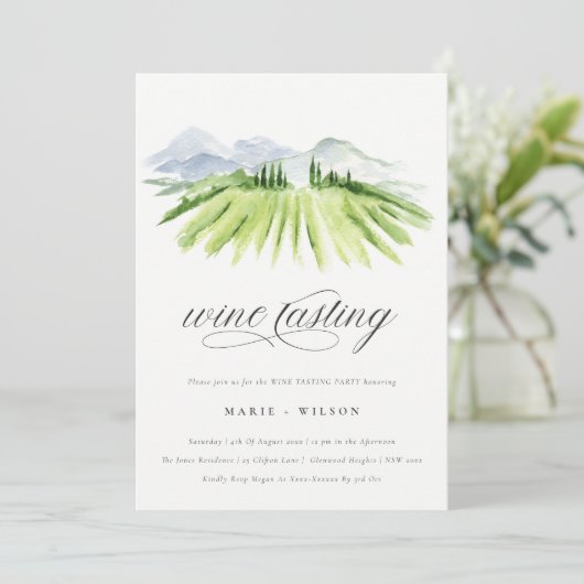 Script Winery Wine Tasting Party uitnodigen Bedankkaart (Staand voorkant)