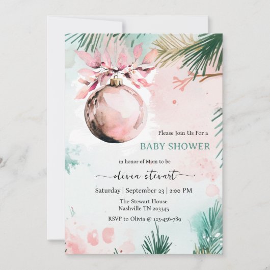 Script Winter Kerstmeisje Baby Shower Kaart (Voorkant)